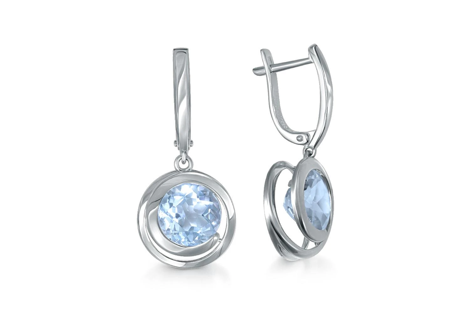 Серьги из белого золота с 2 топазами sky