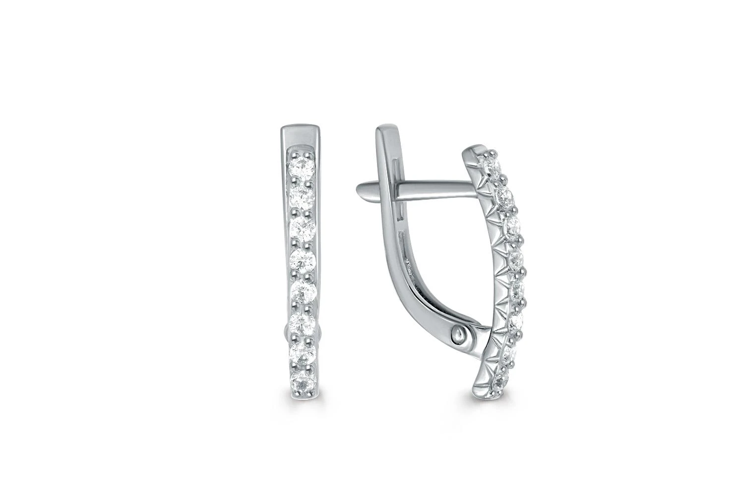 Серьги Дорожки из белого золота с 16 фианитами