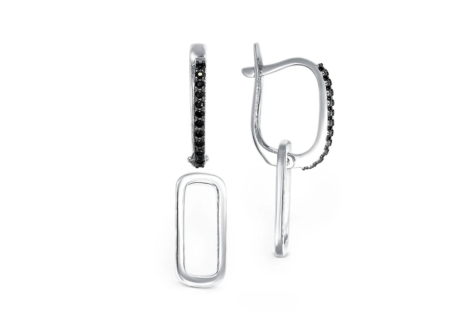 Серьги-трансформеры из белого золота с 24 фианитами