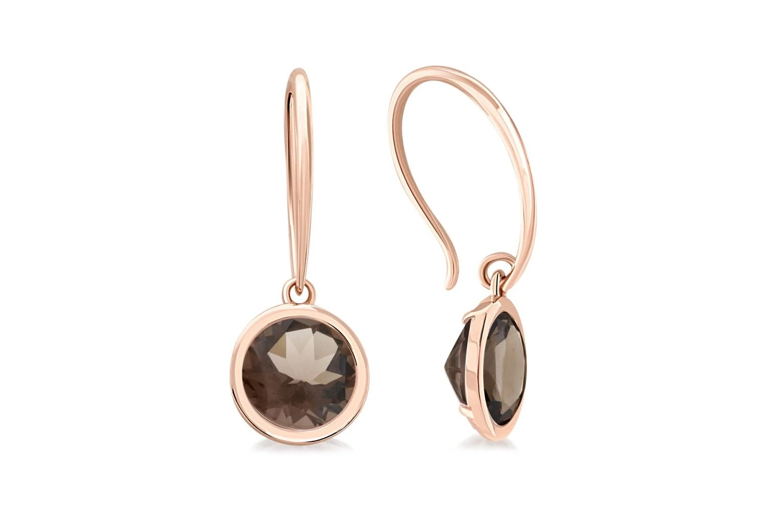 Серьги из красного золота с 2 кварцами