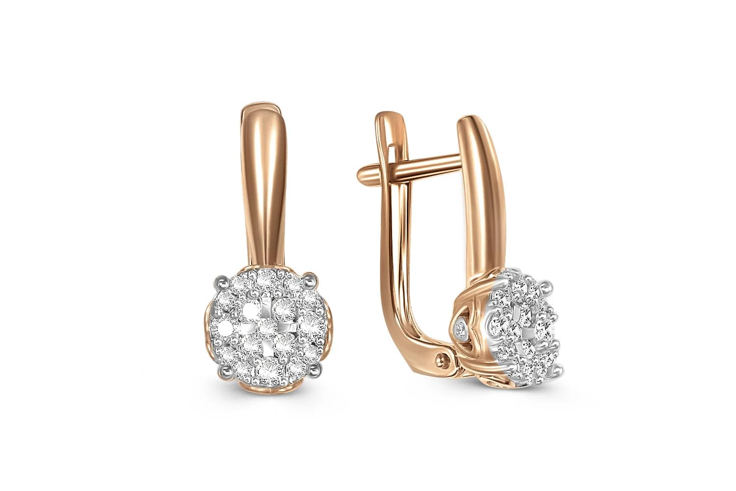 Серьги Малинки из красного золота с 40 бриллиантами