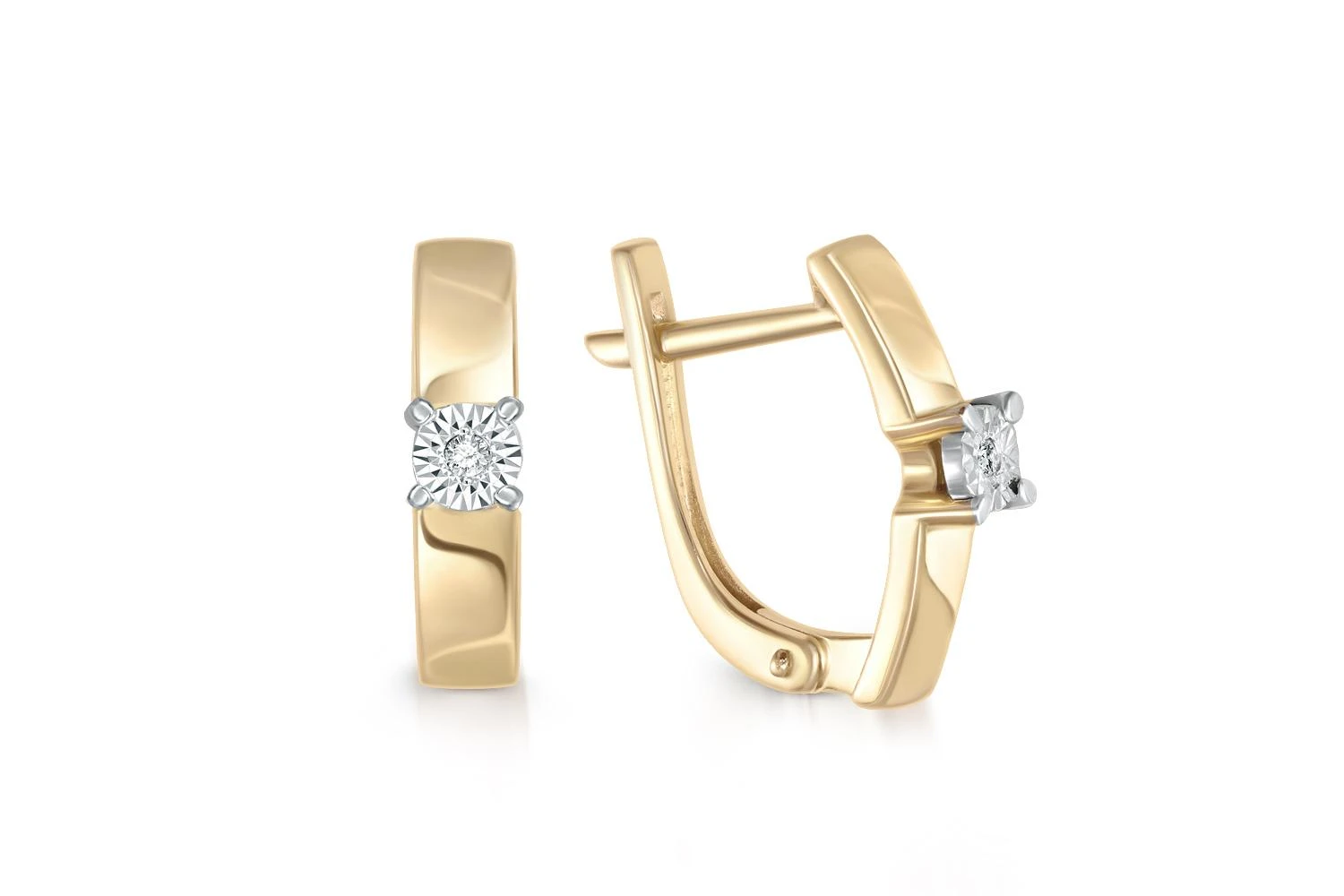 Серьги из жёлтого золота с 2 бриллиантами