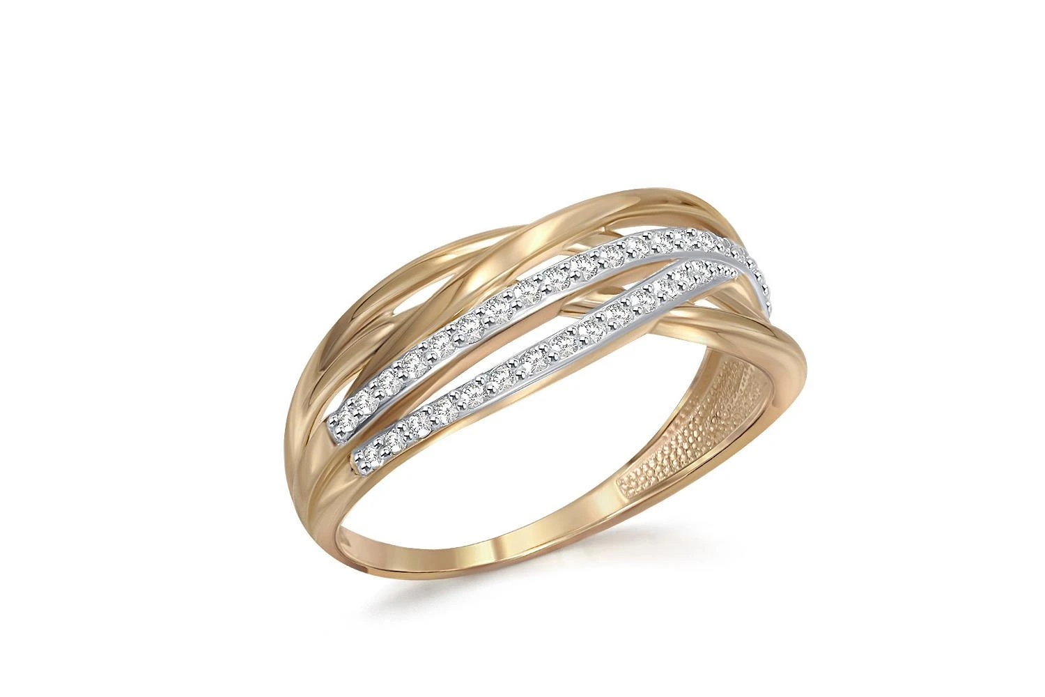 Кольцо из жёлтого золота с 35 фианитами