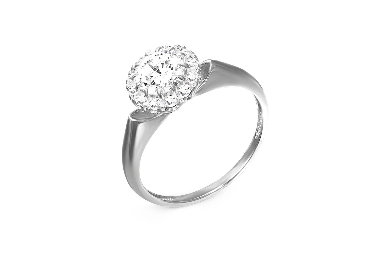 Кольцо из белого золота с 13 фианитами