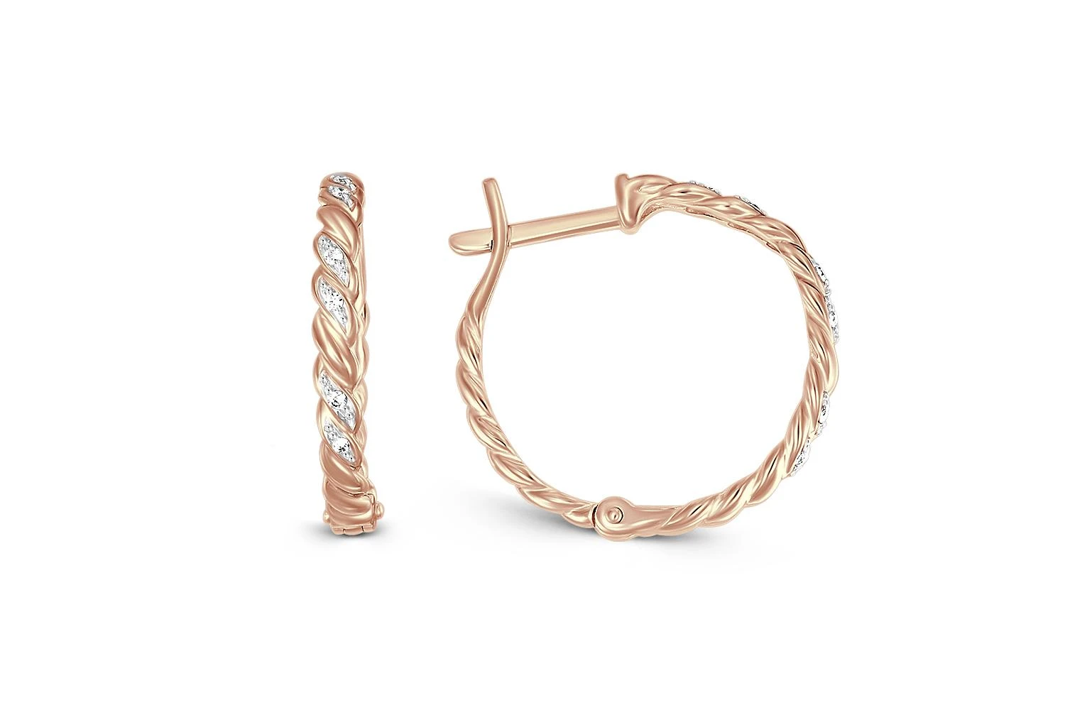 Серьги Дорожки из красного золота с 12 бриллиантами