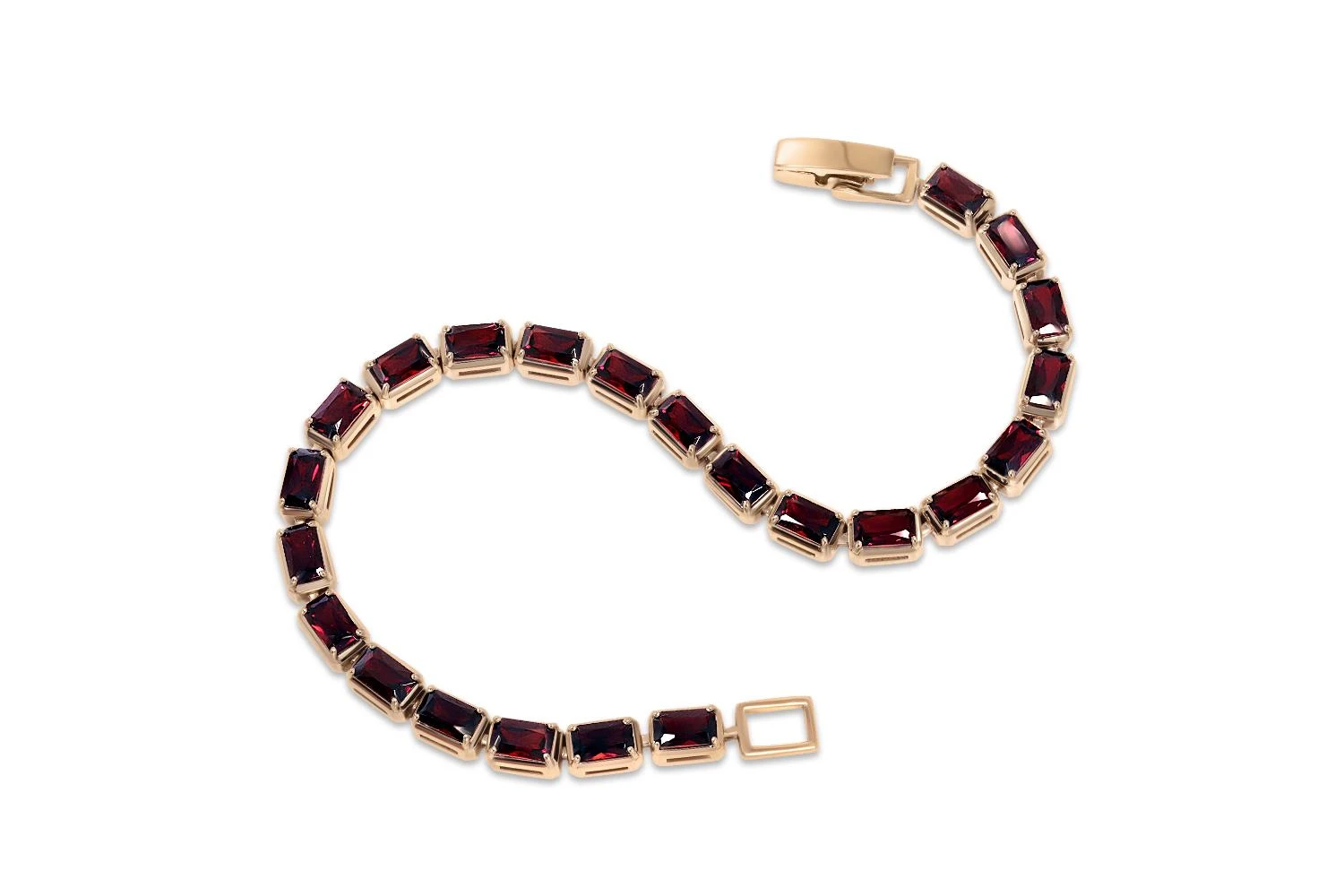 Браслет Дорожка из жёлтого золота с 32 гранатами