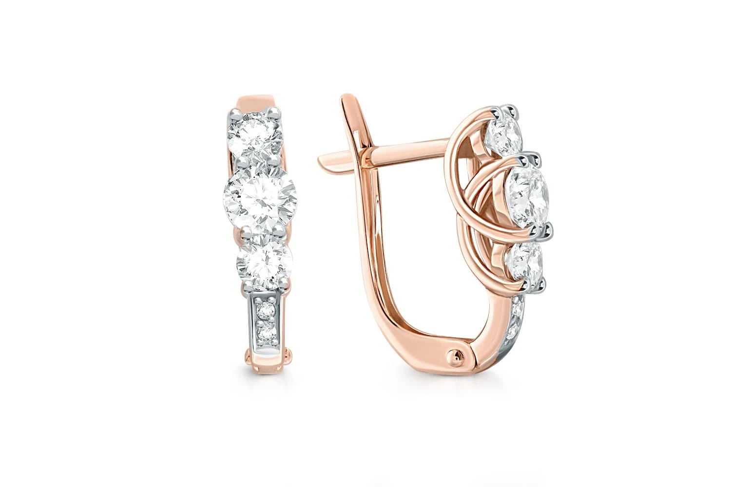 Серьги из красного золота с 10 фианитами