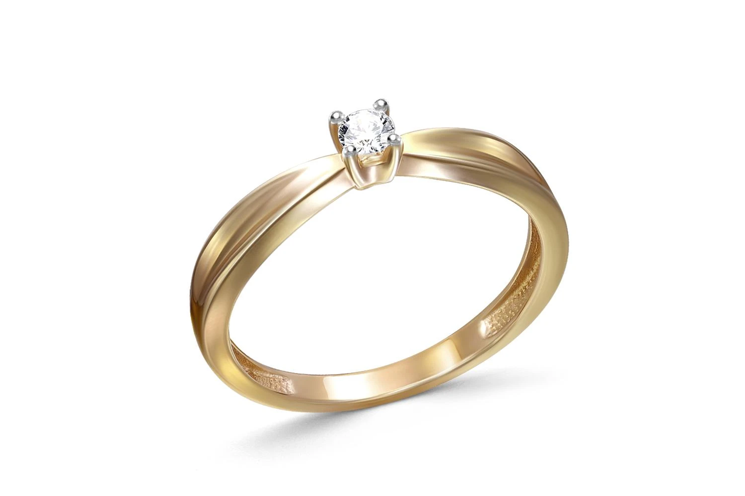 Кольцо из жёлтого золота с фианитом