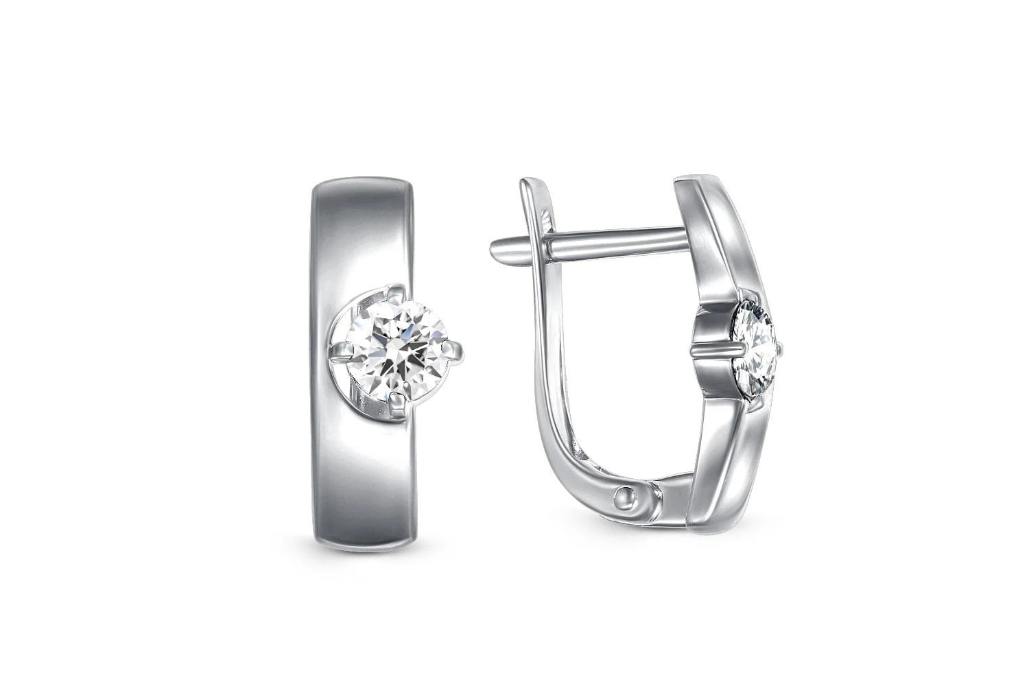 Серьги из белого золота с 2 бриллиантами