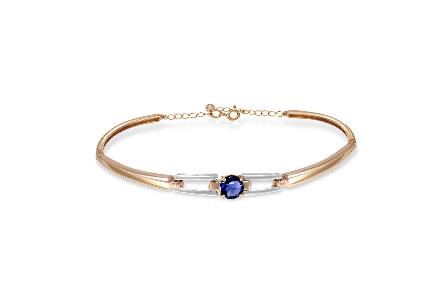 Браслет из красного золота с корундом