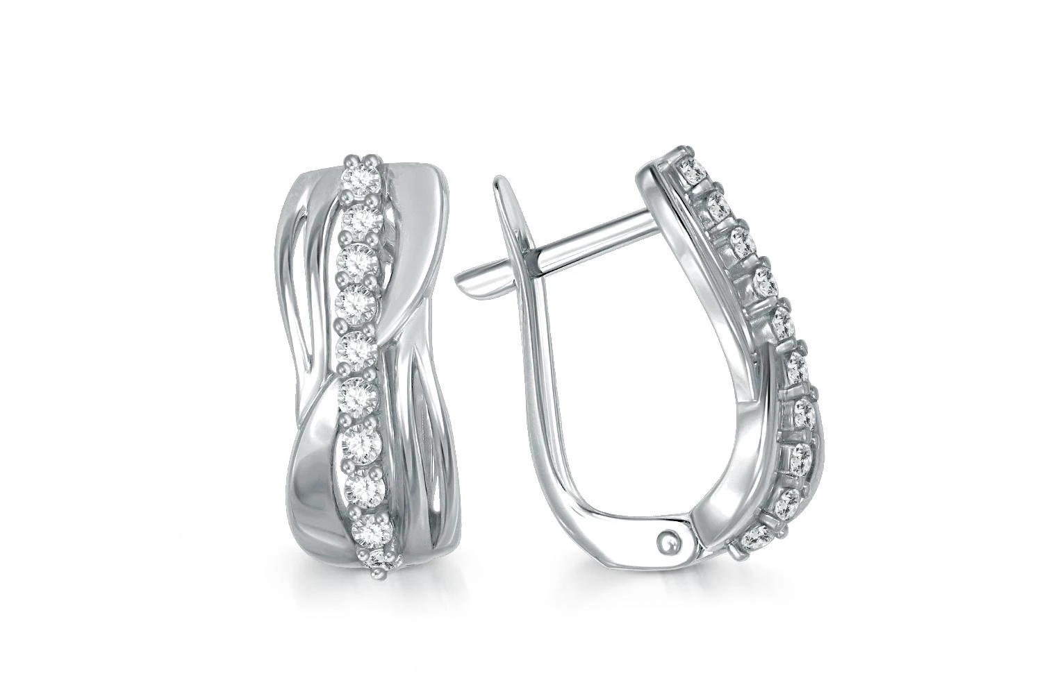 Серьги из белого золота с 20 фианитами