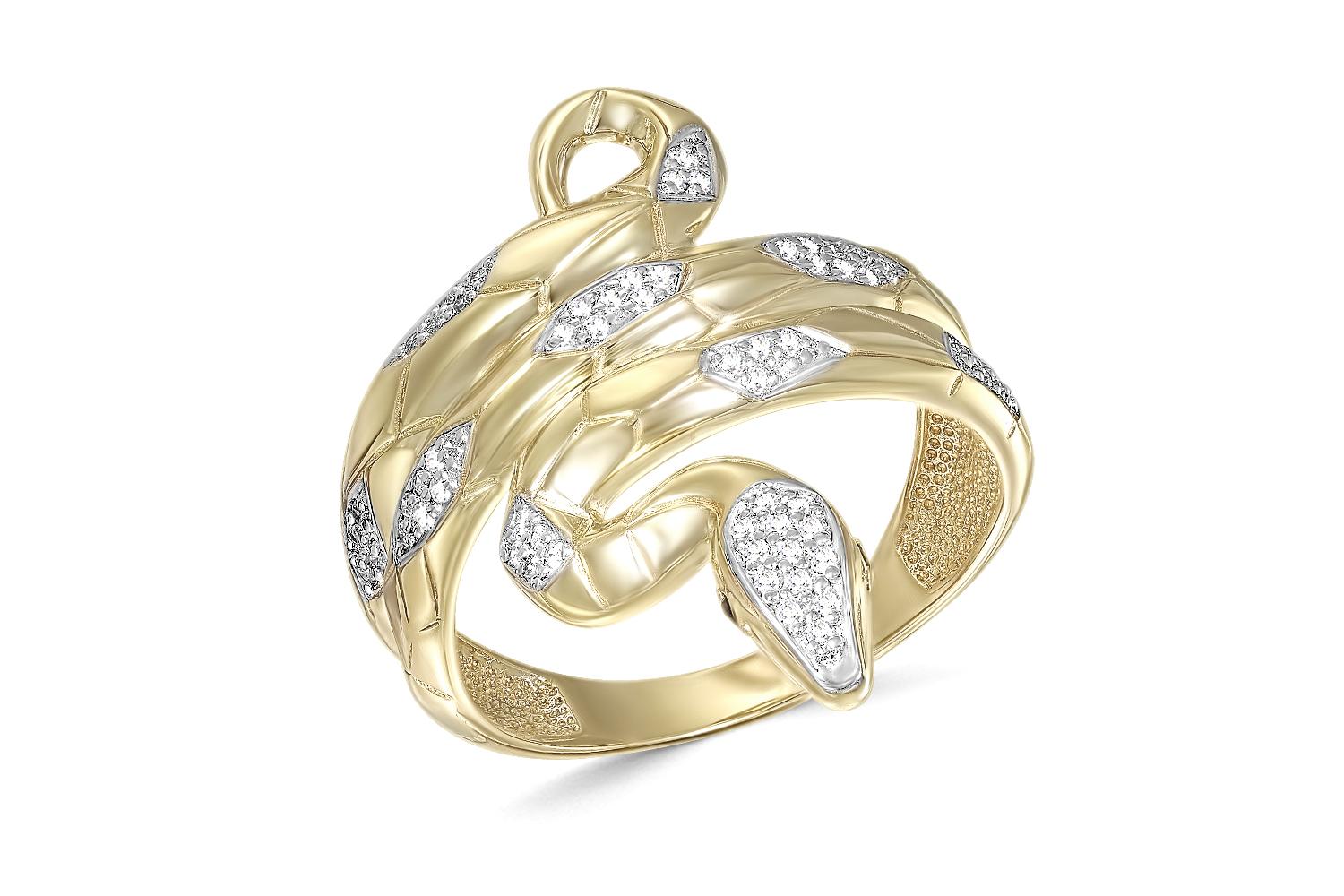 

Кольцо с 64 фианитами из жёлтого золота