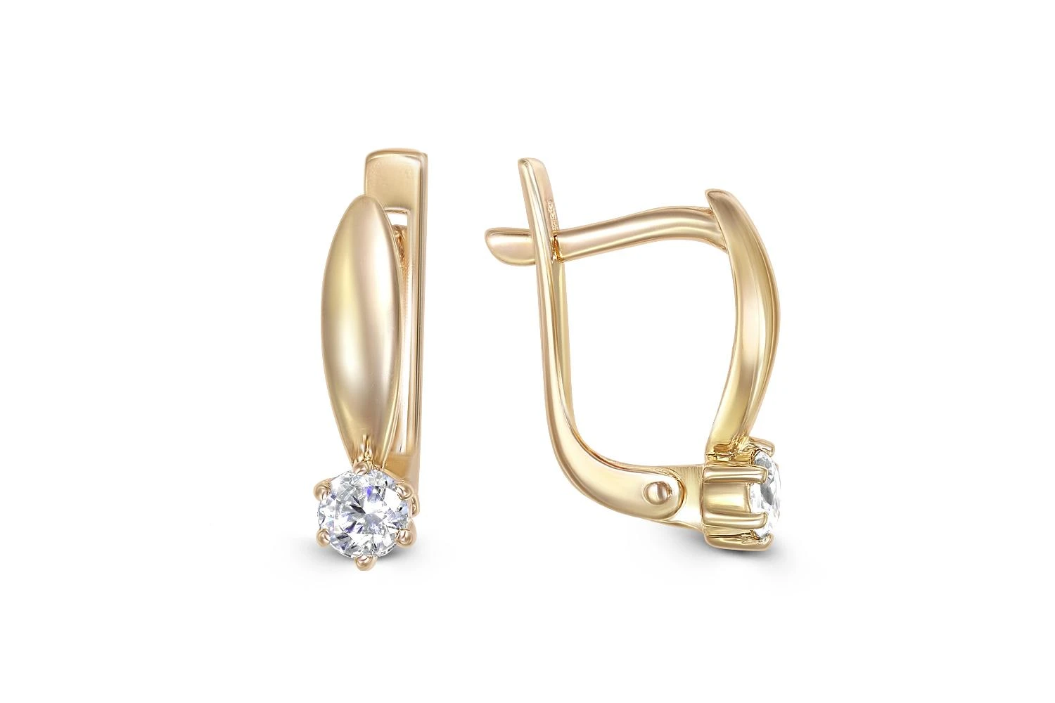 Серьги из жёлтого золота с 2 бриллиантами