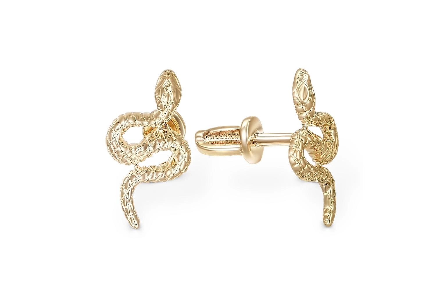 Серьги-пусеты Змеи из жёлтого золота без вставок