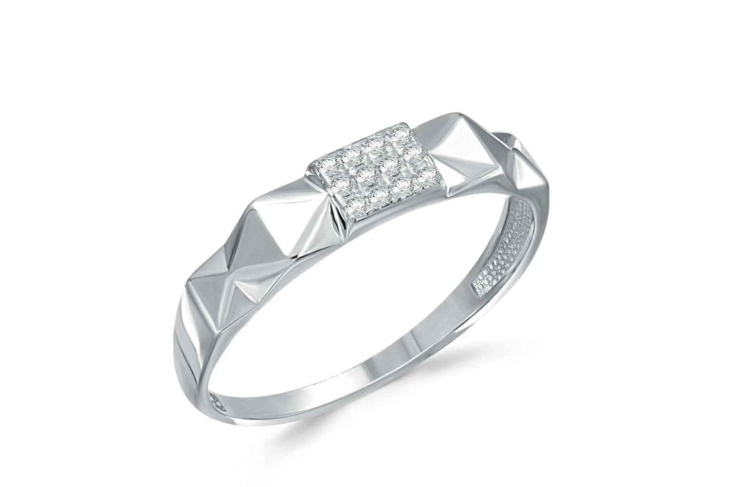 Кольцо из белого золота с 12 фианитами