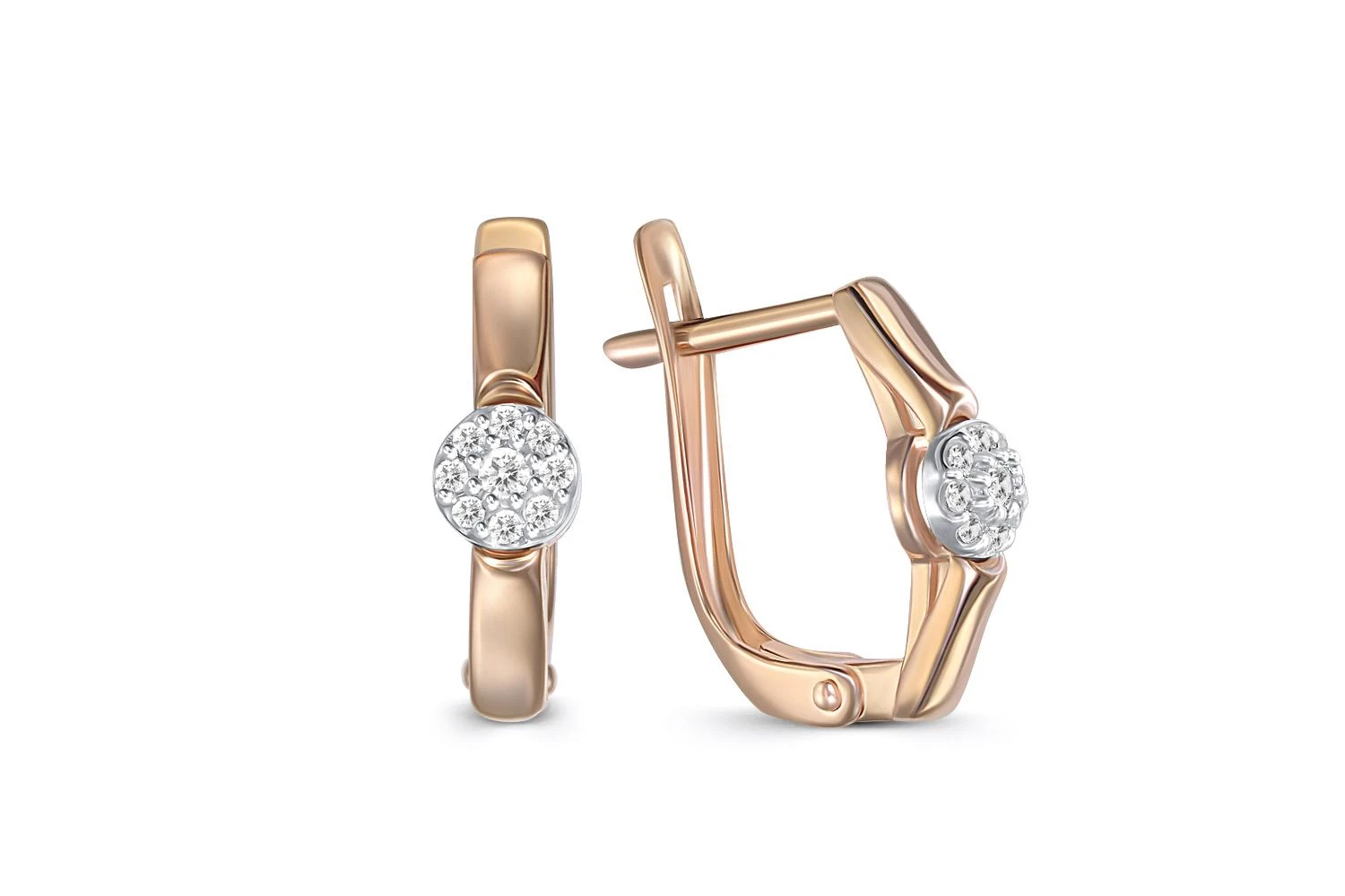 Серьги из красного золота с 18 фианитами