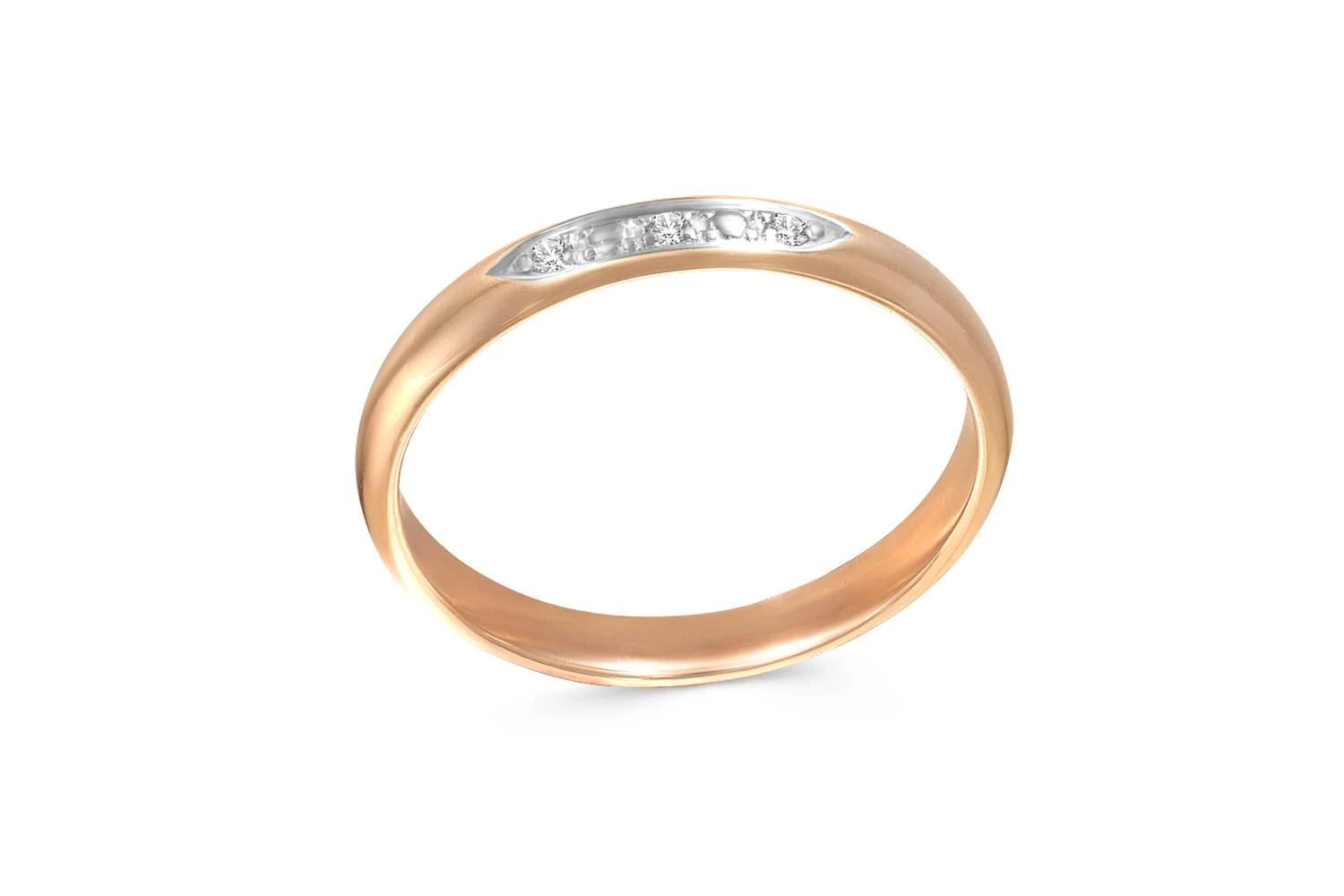 Обручальное кольцо из красного золота с 3 бриллиантами