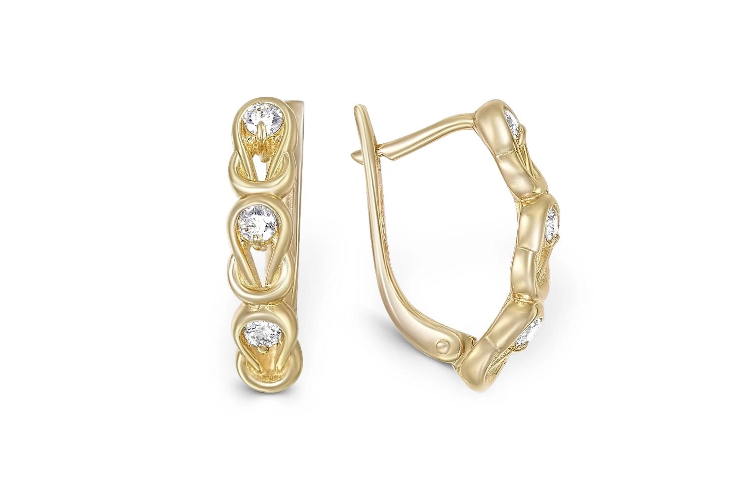 Серьги из жёлтого золота с 6 бриллиантами