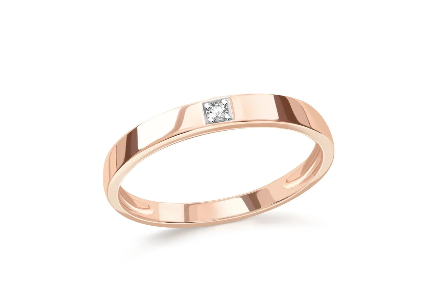 Кольцо из красного золота с фианитом