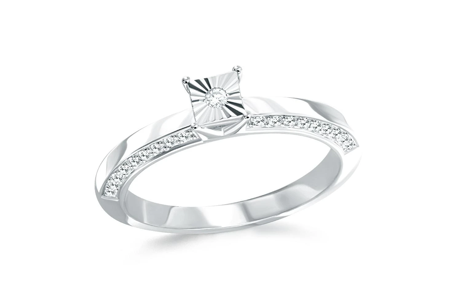 Кольцо Квадрат из белого золота с 37 бриллиантами