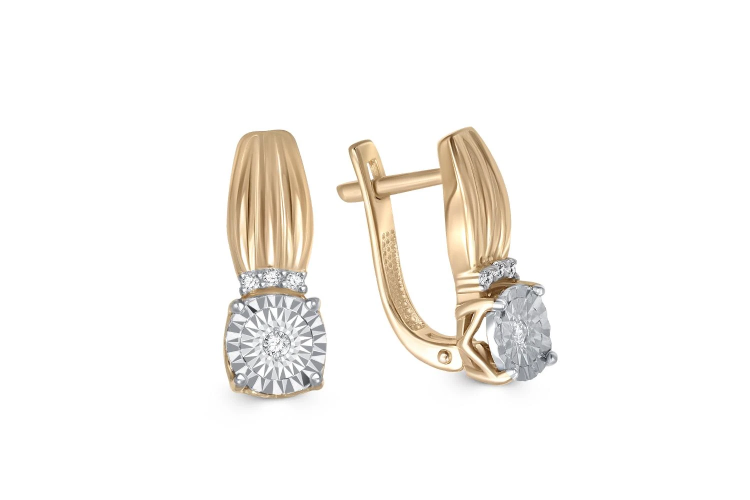 Серьги из жёлтого золота с 8 бриллиантами