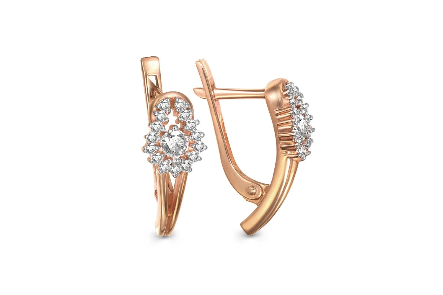 Серьги из красного золота с 32 бриллиантами