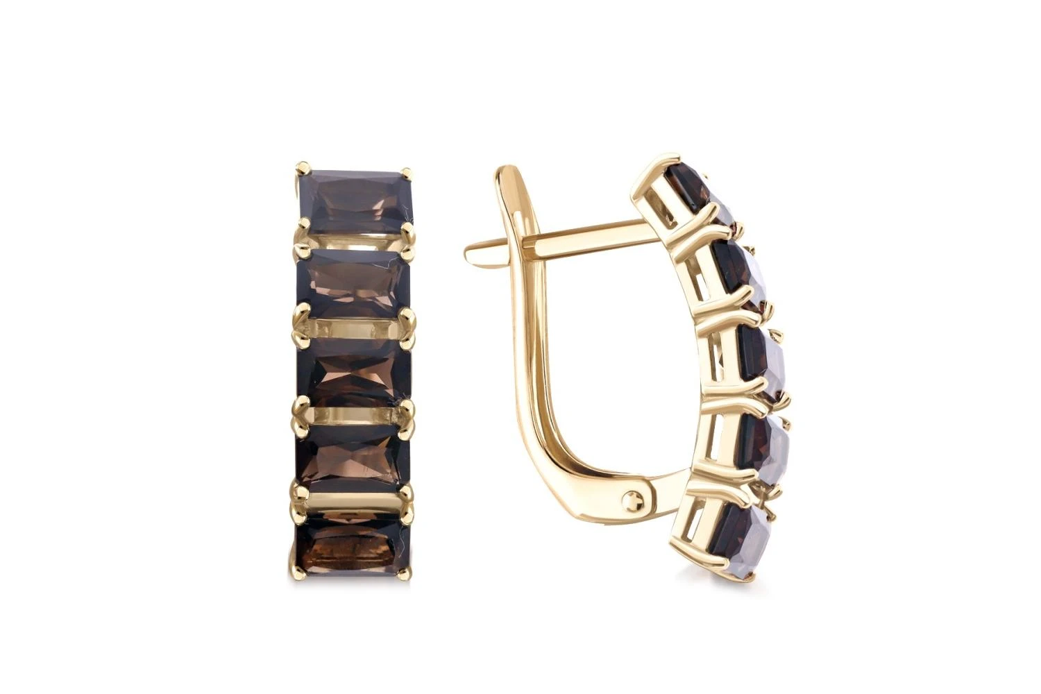 Серьги Дорожки из жёлтого золота с 10 раухтопазами