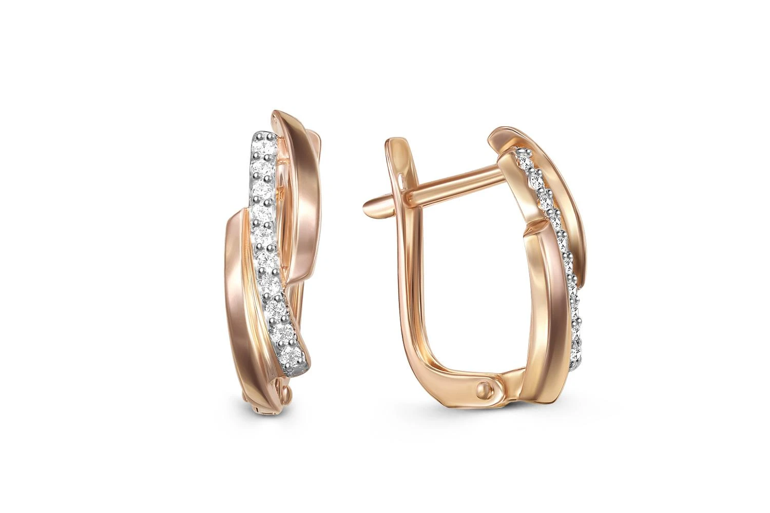 Серьги Дорожки из красного золота с 20 фианитами