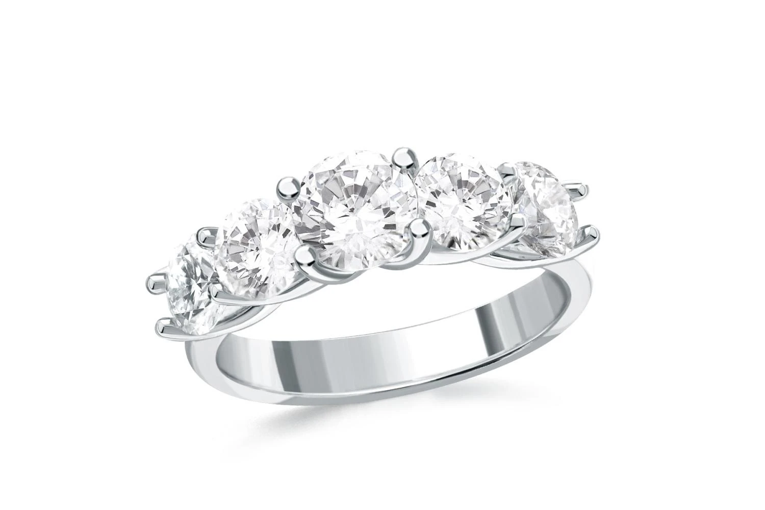 Кольцо Дорожка из белого золота с 5 выращенными бриллиантами