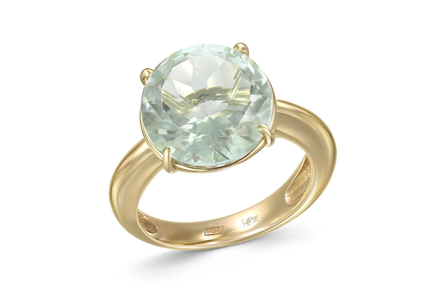 Кольцо из жёлтого золота с аметистом