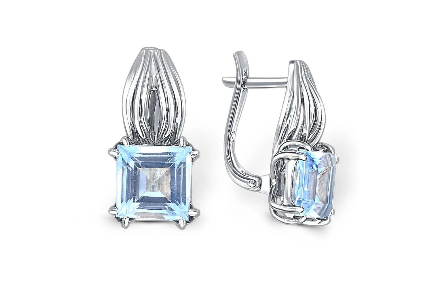 Серьги из белого золота с 2 топазами sky
