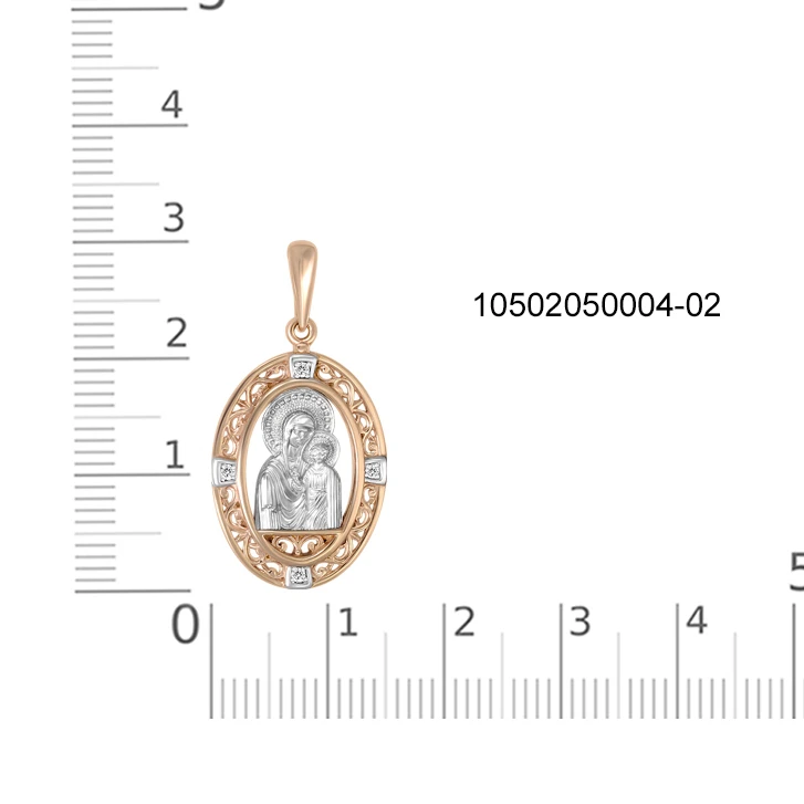 Иконка из красного золота с 4 фианитами