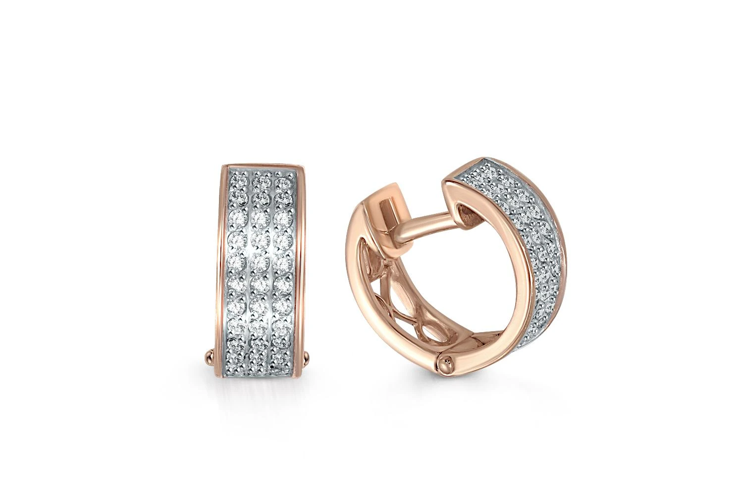 Серьги Дорожки из красного золота с 72 фианитами