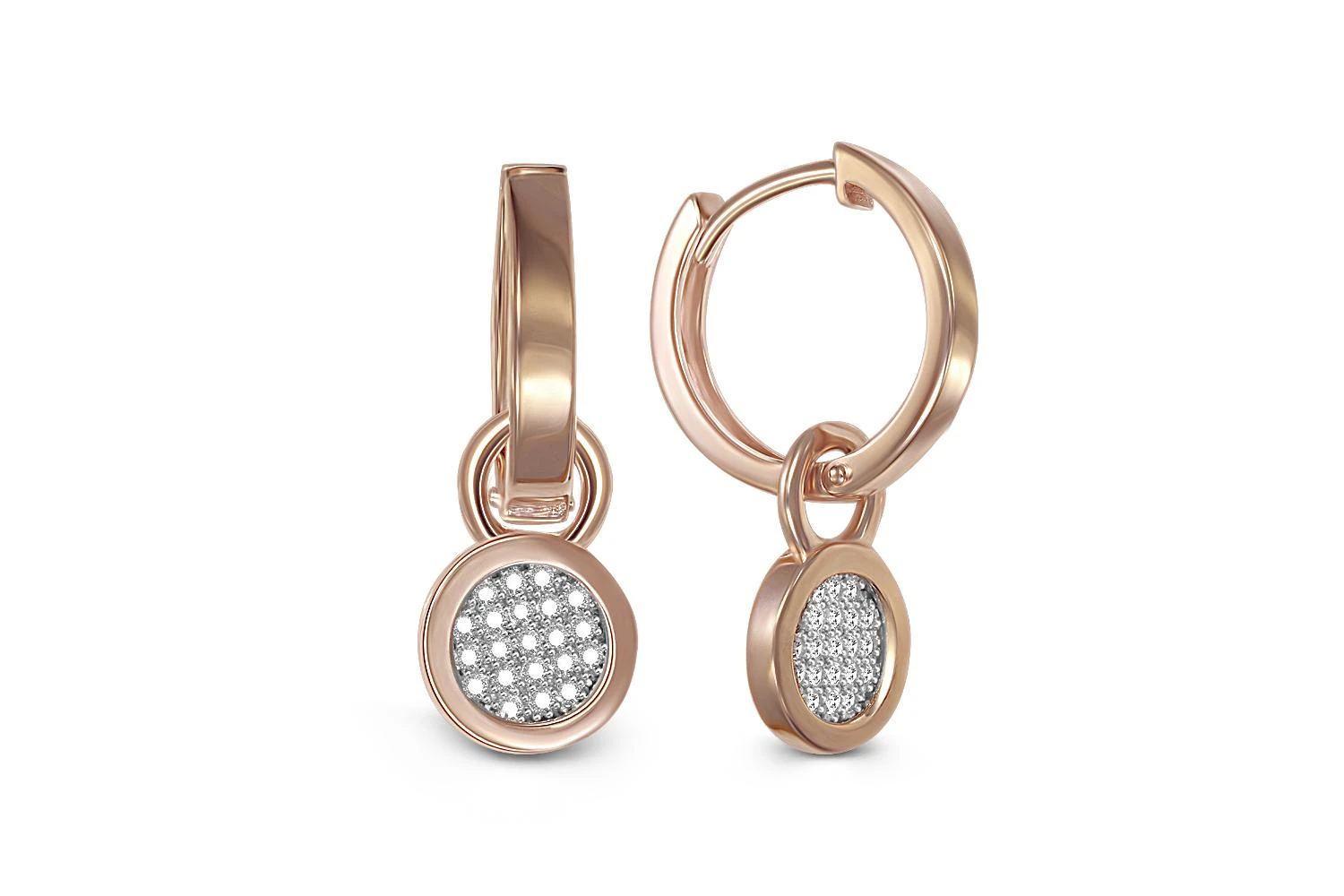 Серьги-трансформеры из красного золота с 42 фианитами