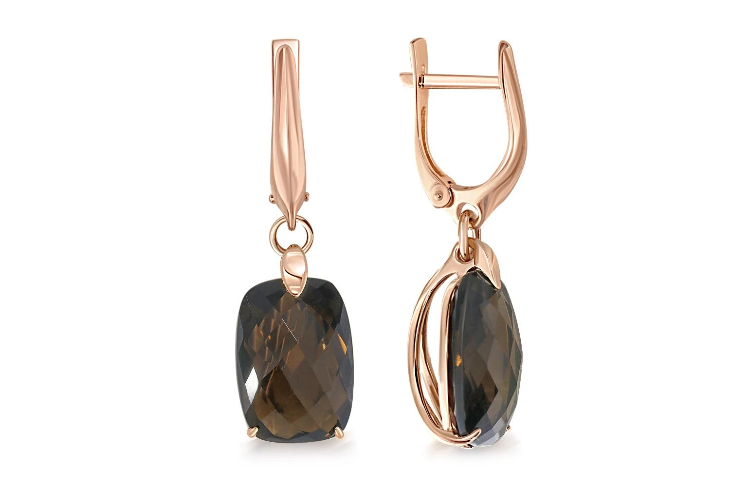 Серьги из красного золота с 2 раухтопазами