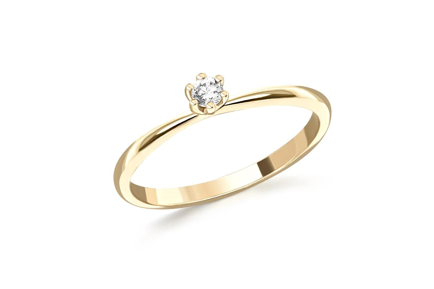 Кольцо из жёлтого золота с фианитом