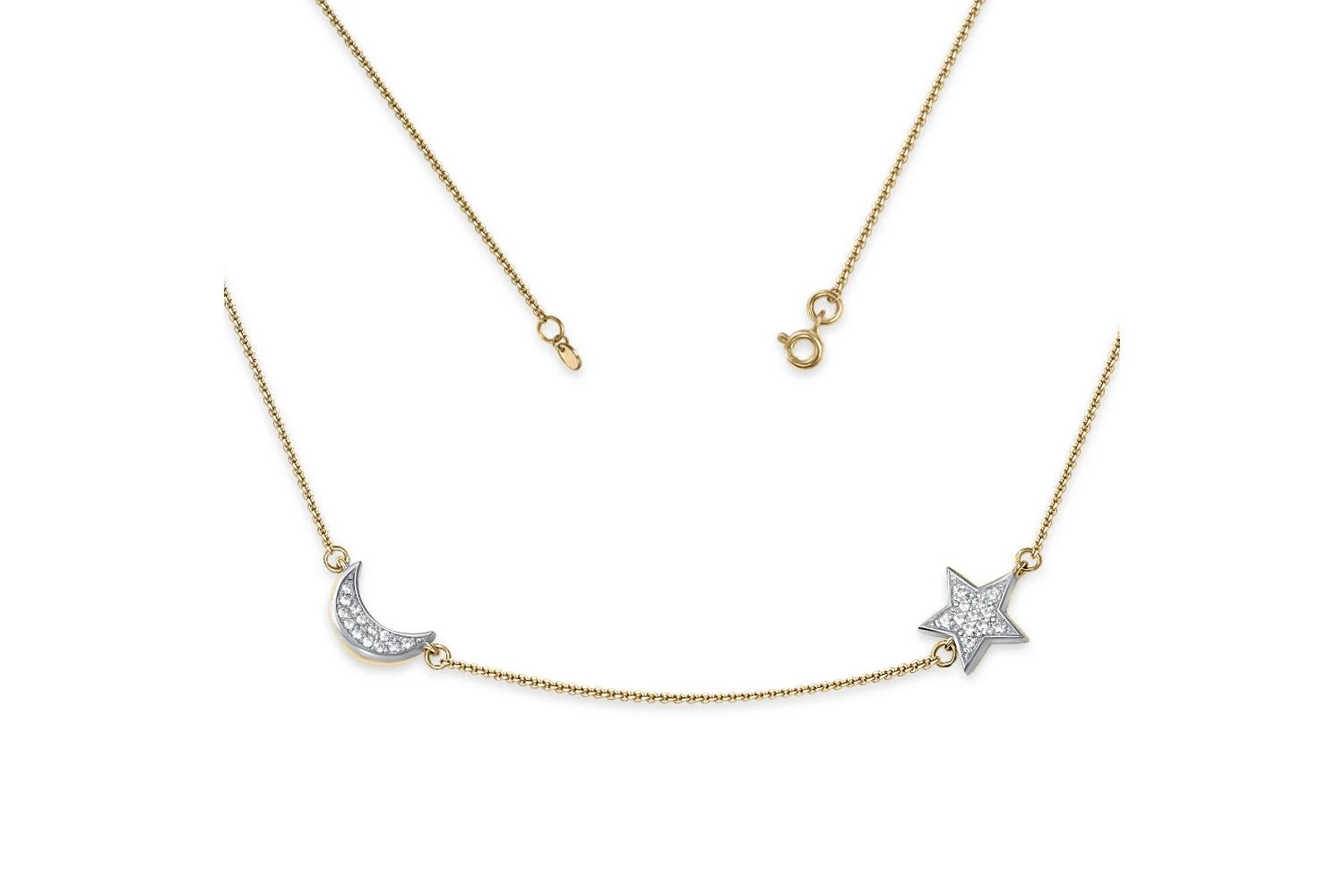 Колье Звезда из жёлтого золота с 25 фианитами