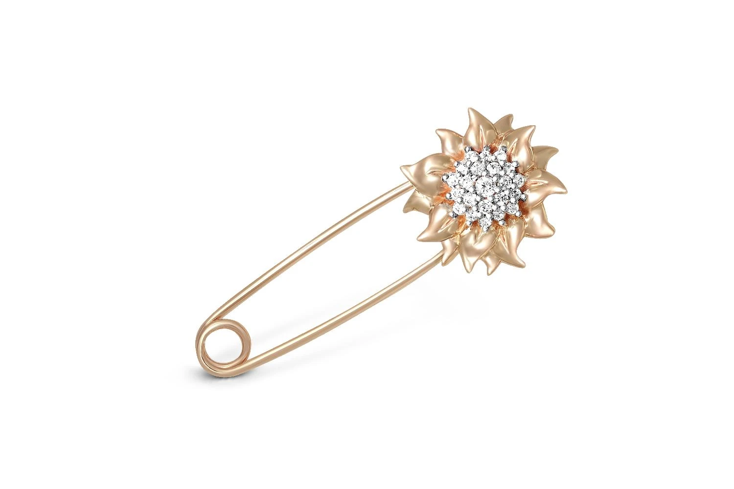 Булавка Цветок из красного золота с 22 бриллиантами