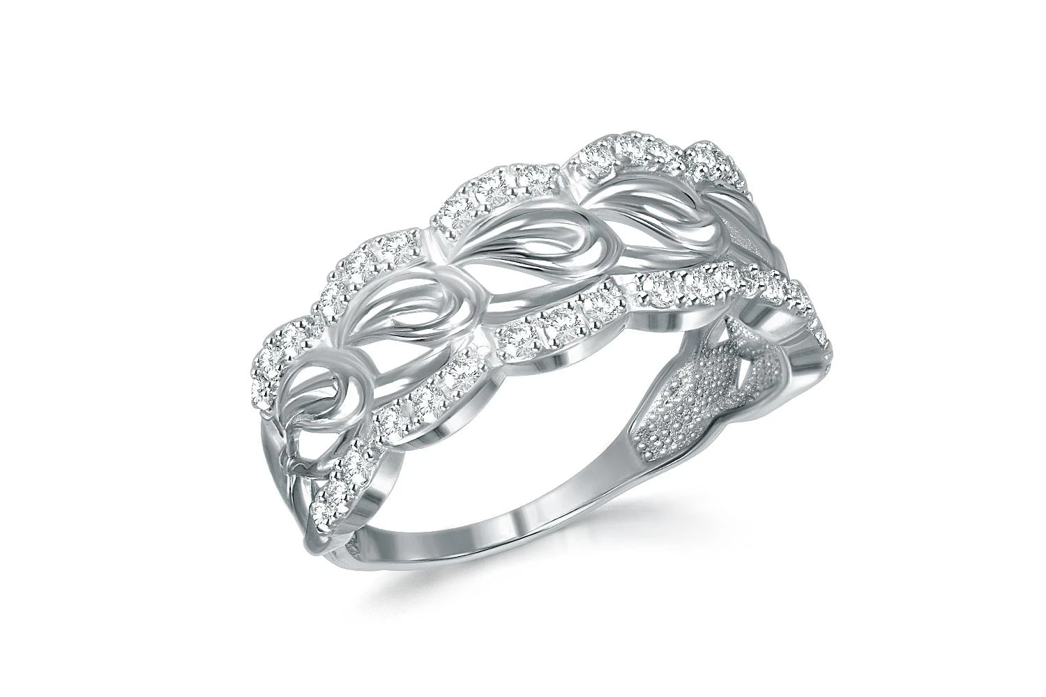 Кольцо дорожка из белого золота с 36 фианитами