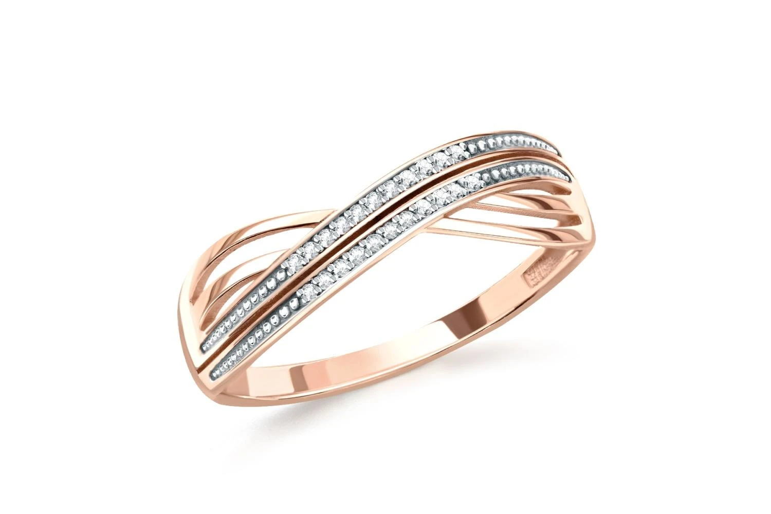 Кольцо из красного золота с 22 фианитами