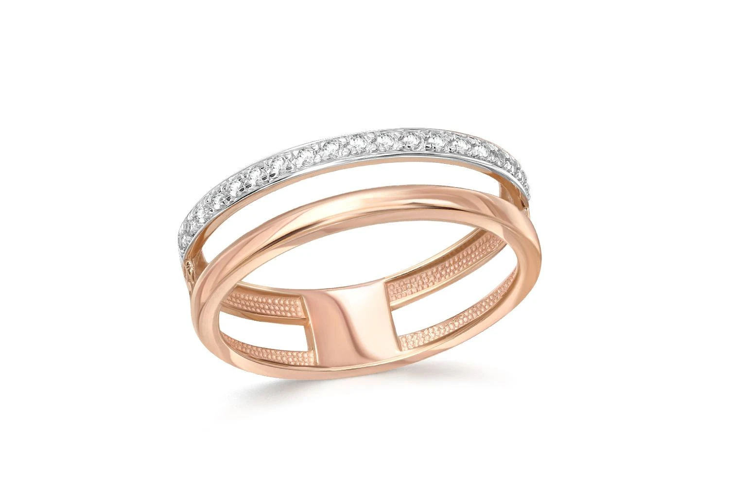 Кольцо Дорожка из красного золота с 19 фианитами