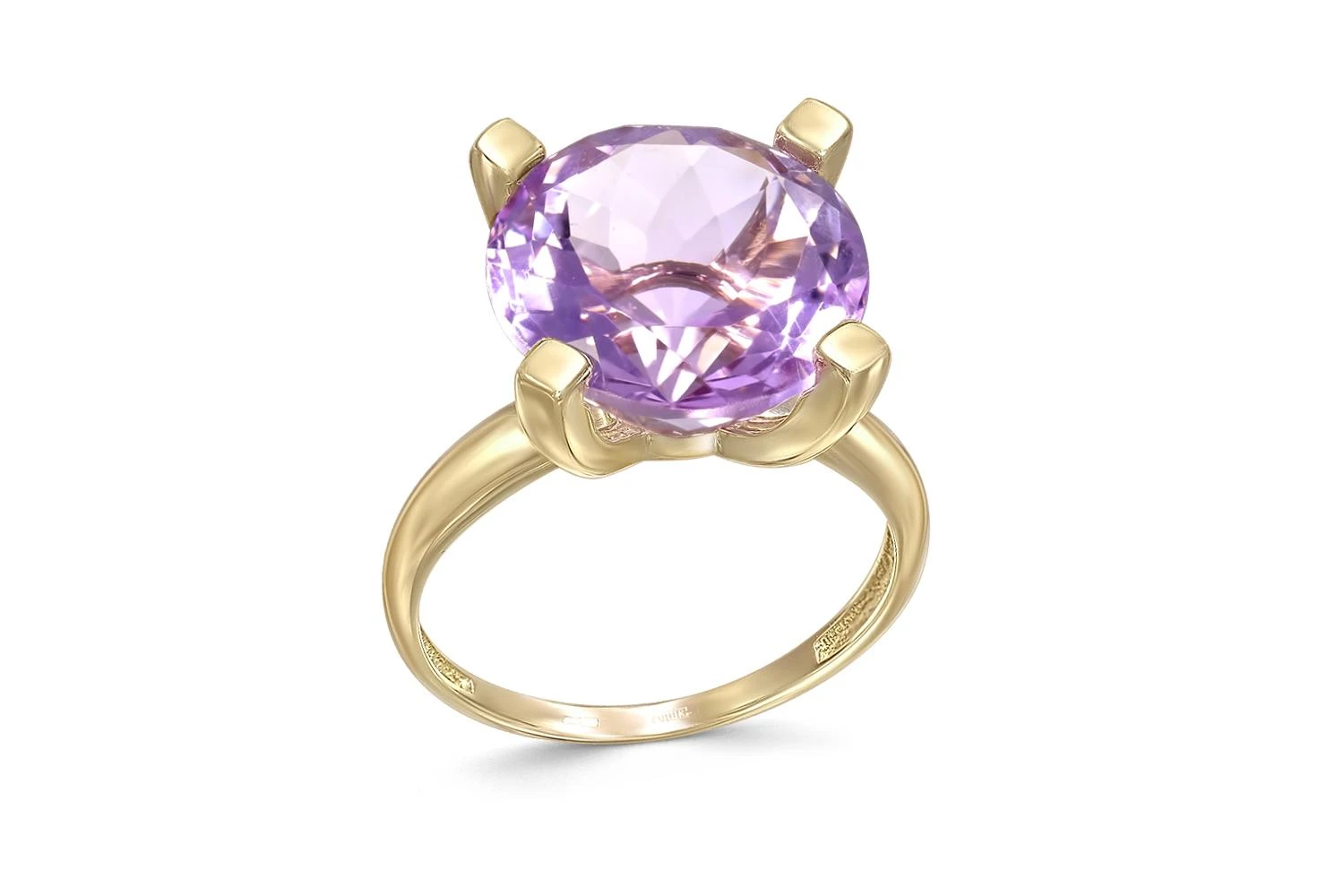 Кольцо из жёлтого золота с аметистом