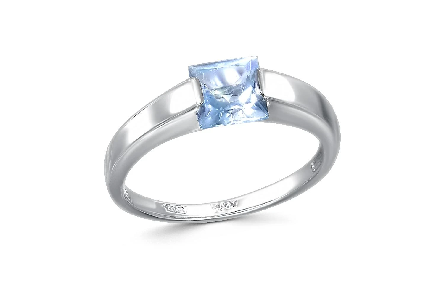 Кольцо из белого золота с топазом sky