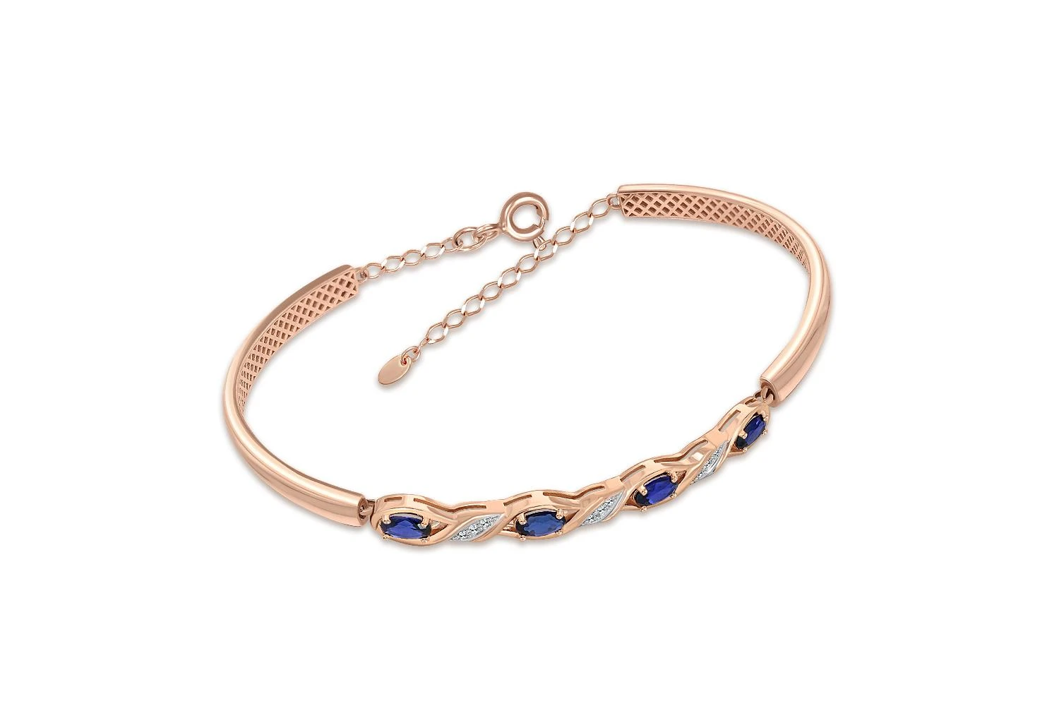 Браслет Дорожка из красного золота с 4 корундами и 9 фианитами