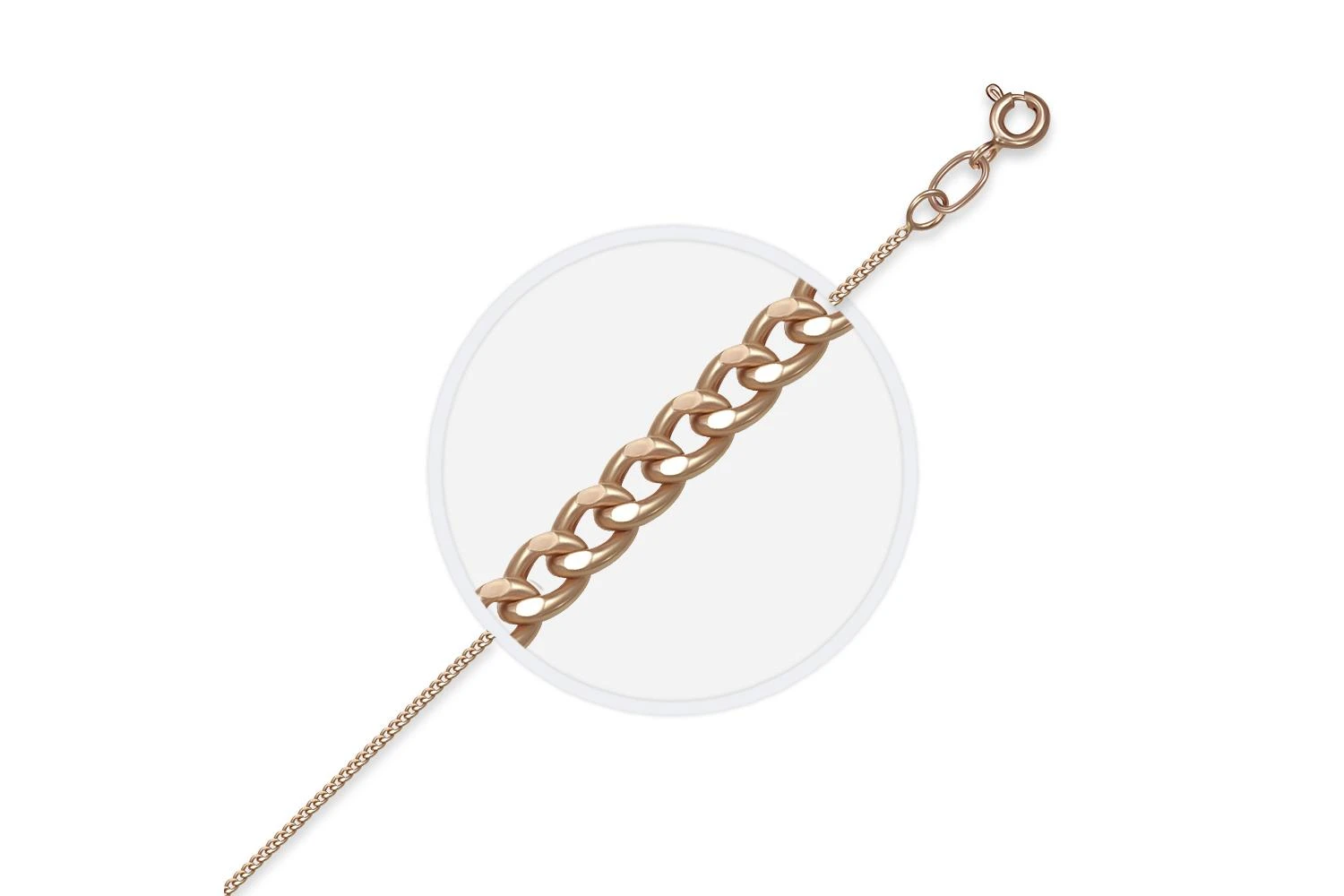 Цепь плетение панцирь ⌀ нити 0,30 мм  из красного золота