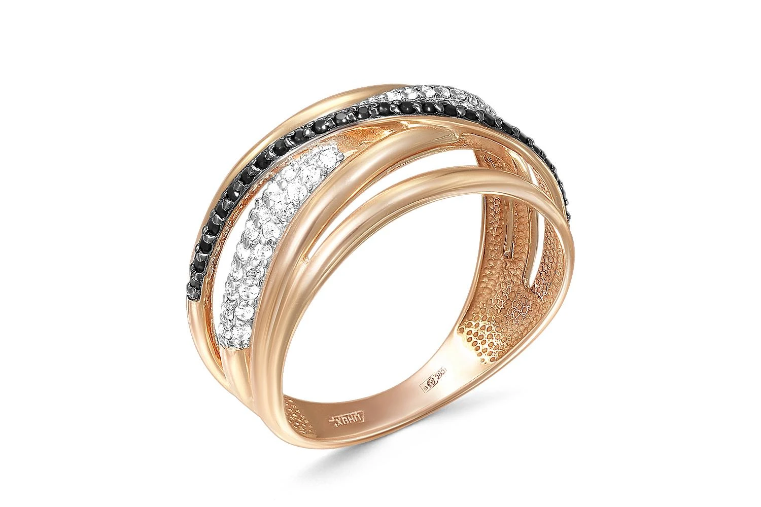 Кольцо Дорожка из красного золота с 82 фианитами