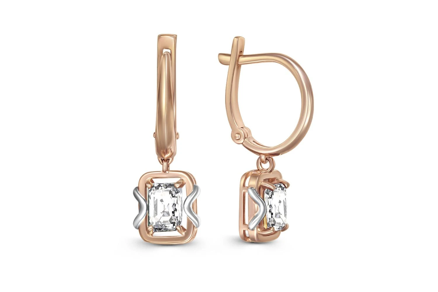 Серьги из красного золота с горным хрусталём