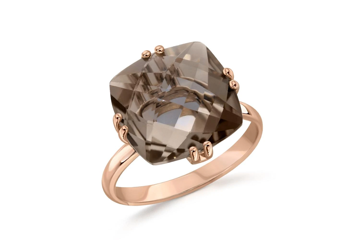 Кольцо из красного золота с раухтопазом