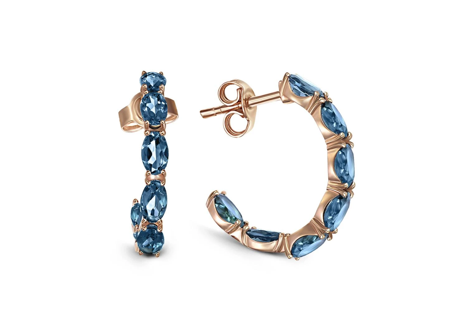 Серьги-пусеты из красного золота с 14 топазами лондон