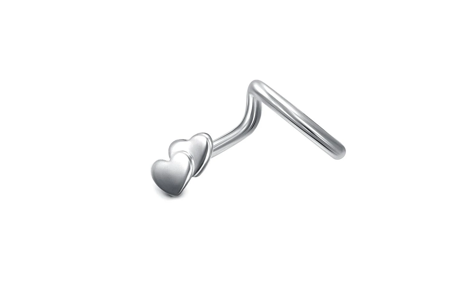 Пирсинг в нос Сердце из белого золота без вставок